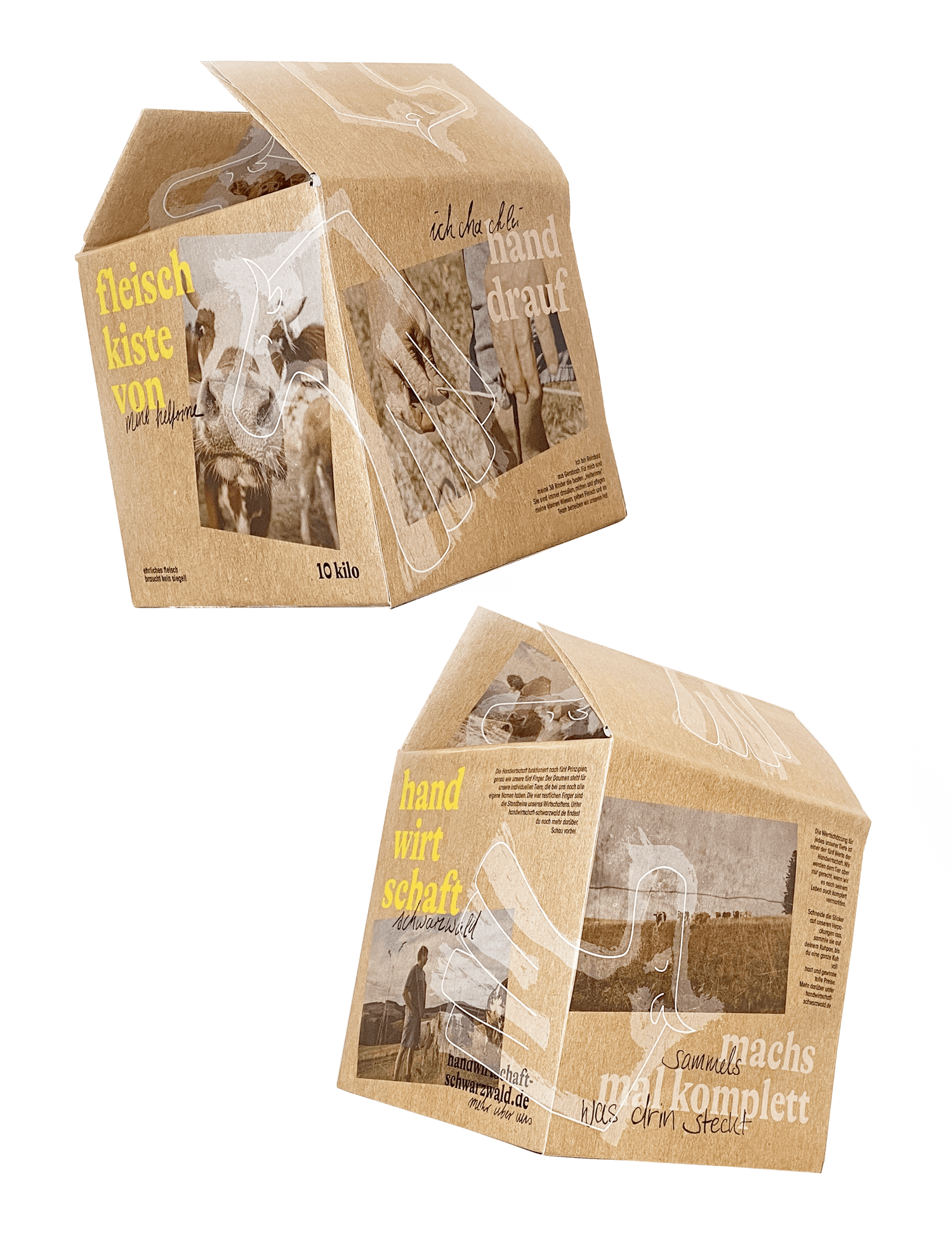 Zwei Fleischkisten Verpackungen